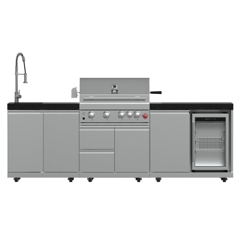 Forno Bulnes 30" Freestanding Gas BBQ in Stainless Steel, 60,000 BTU, 3 Burners with Sear & Rotisserie, 1.8 cu.ft. Beverage Center, FODKT2506BLK