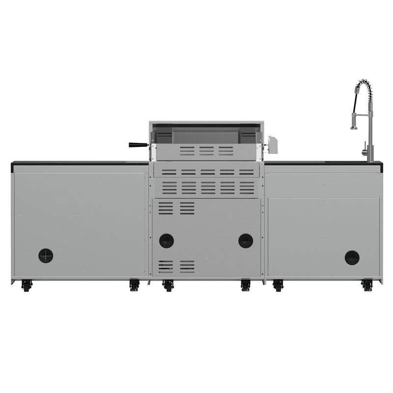 Forno Bulnes 30" Freestanding Gas BBQ in Stainless Steel, 60,000 BTU, 3 Burners with Sear & Rotisserie, 1.8 cu.ft. Beverage Center, FODKT2506BLK