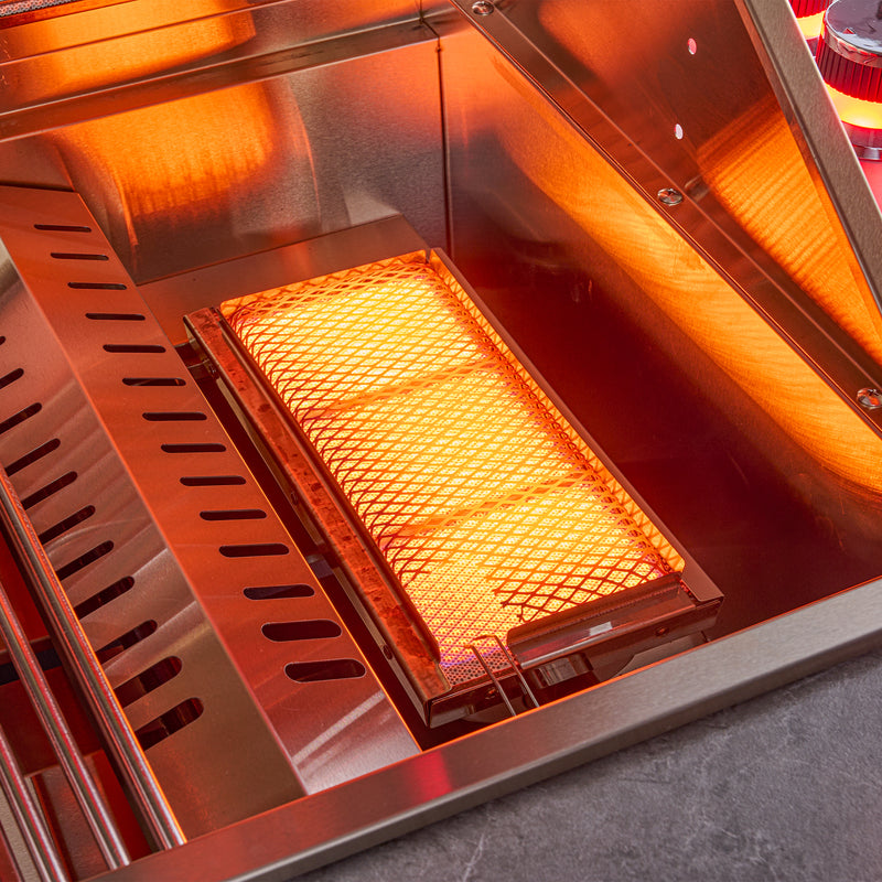 Forno Rimini 30" Outdoor Kitchen with 62,600 BTU BBQ, 3 Burners with Sear & Rotisserie, 2.4 cu.ft. Beverage Center, Stainless Steel Sink, Black Cabinets & Gray Sintered Stone Countertops, FODKT2544BLK