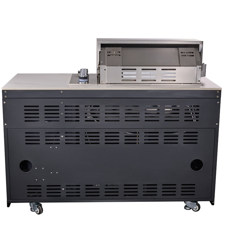 Forno Rimini 30" Outdoor Kitchen with 62,600 BTU BBQ, 3 Burners with Sear & Rotisserie, 4.8 cu.ft. Beverage Center, Stainless Steel Double Sink in Black and White, Sintered Stone Countertop, Fully Assembled, FODKT2575WHT