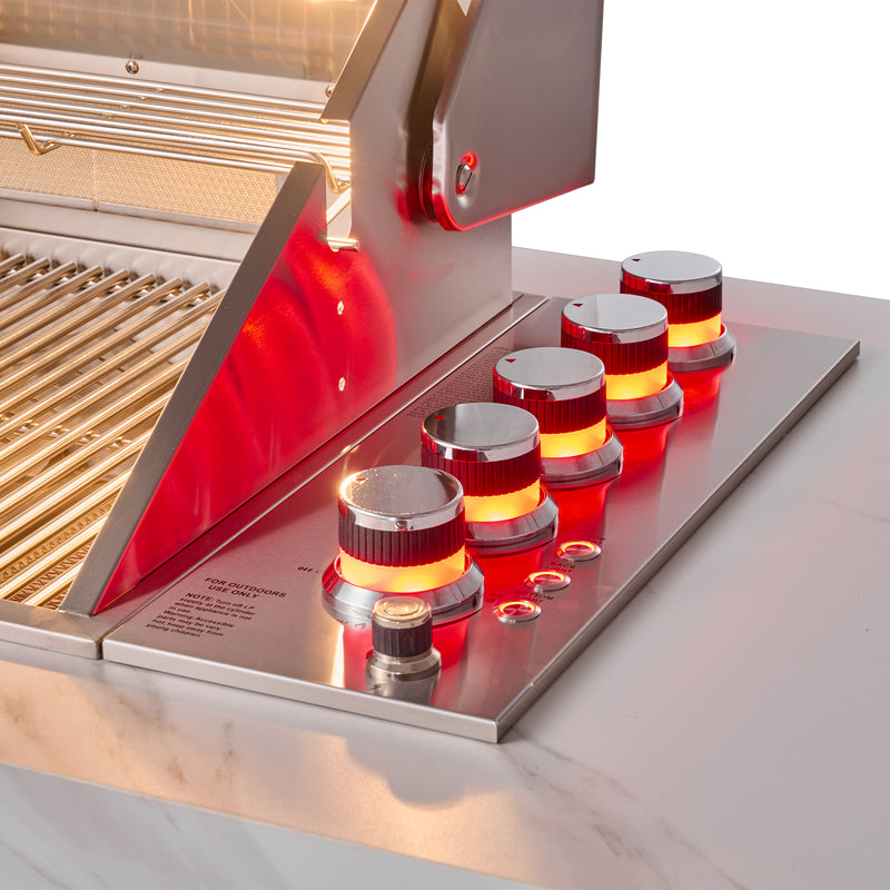 Forno Rimini 30" Outdoor Kitchen with 62,600 BTU BBQ, 3 Burners with Sear & Rotisserie, 4.8 cu.ft. Beverage Center, Stainless Steel Double Sink in Black and White, Sintered Stone Countertop, Fully Assembled, FODKT2575WHT