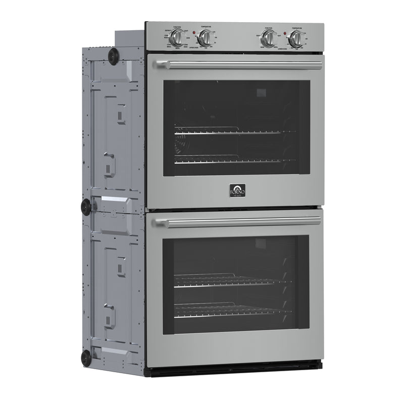 Forno Vomero 30" Double Wall Oven Electric in Stainless Steel, 10 cu. ft. Total Capacity, True Convection, 6 Cooking Modes, FBOEL1324-30