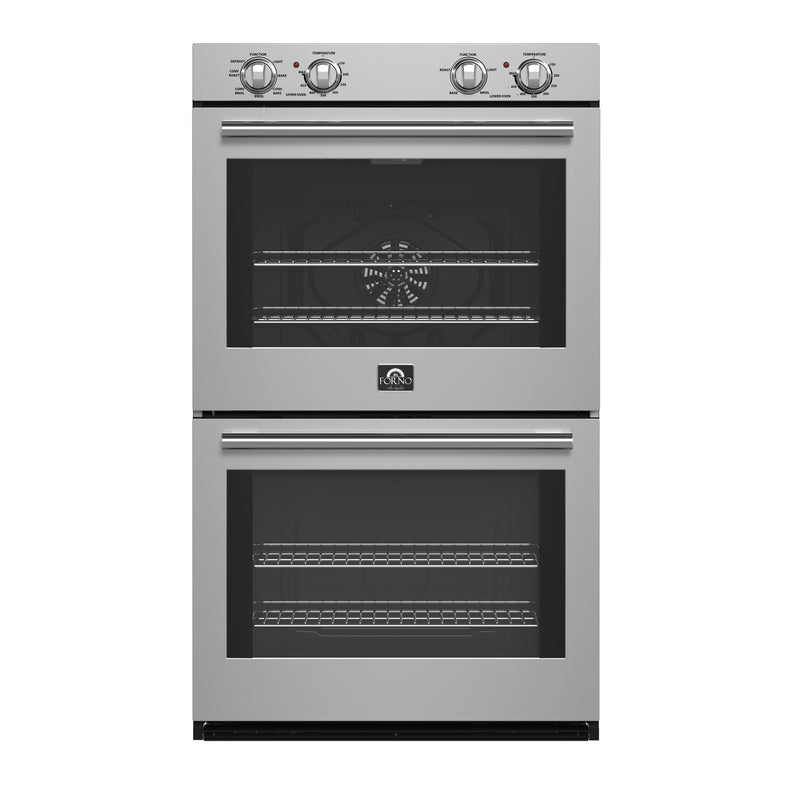 Forno Vomero 30" Double Wall Oven Electric in Stainless Steel, 10 cu. ft. Total Capacity, True Convection, 6 Cooking Modes, FBOEL1324-30