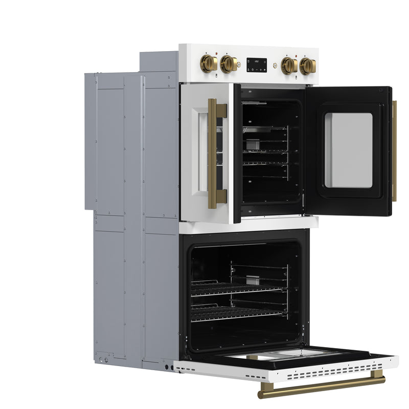 Forno 60" Freestanding French Door Dual Fuel Range in White, Double Oven, Air Fry, True Convection, FBOEL1340-30WHT