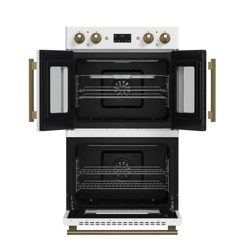 Forno 60" Freestanding French Door Dual Fuel Range in White, Double Oven, Air Fry, True Convection, FBOEL1340-30WHT