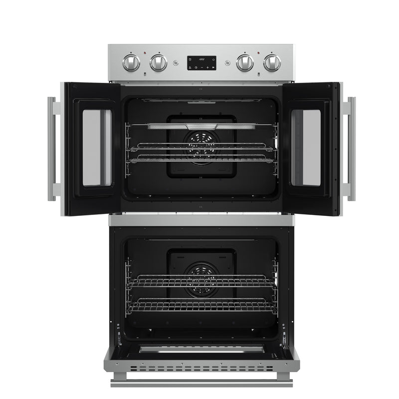 Forno Asti 30" Double Electric Wall Oven with Upper French Doors in Stainless Steel, 7.36 cu. ft. Dual True Convection, Air Fry, Self-Clean, FBOEL1340-30