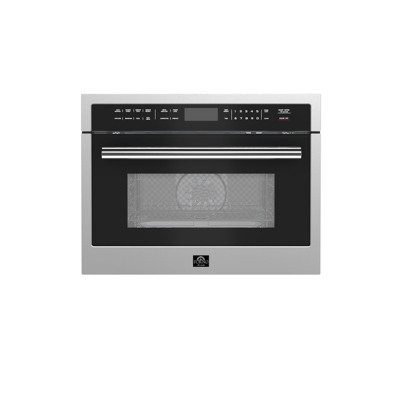 Forno Oliena 24" 1.6 cu.ft Built-In Microwave Oven in Stainless Steel, 1000W Microwave & 1750W Convection, Sensor Cooking, FMWDR3093-24