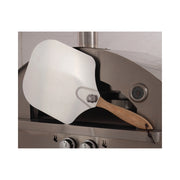 Kucht Napoli Countertop & Gas Powered Outdoor Oven in red stainless steel with built-in temperature gauge and control knobs.