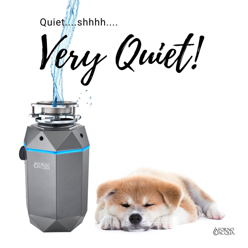 Forno ACQUA 1HP Garbage Disposal with Motion Sensor LED Light, Air Switch, 4-Stage Grinding, WDD100TA1BO