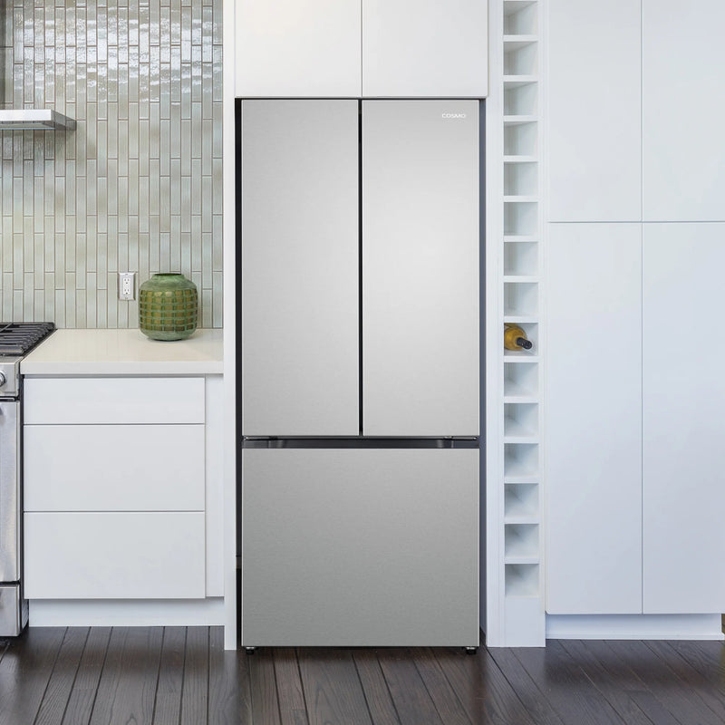 Cosmo 30" Counter Depth French Door Refrigerator in Fingerprint Resistant Stainless Steel, 17.5 cu. ft. Capacity, LED Lighting, COS-RFFV183RS