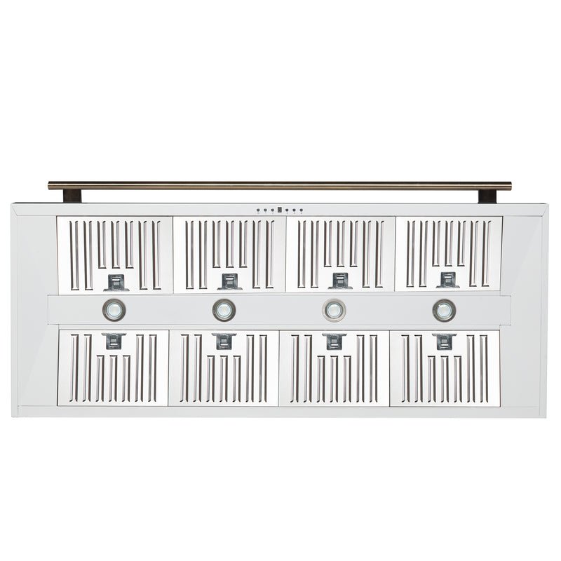 Forno Aria 60" 1200 CFM Wall-Mounted Range Hood in White with Antique Brass Handles, FRHWM5095-60WHT