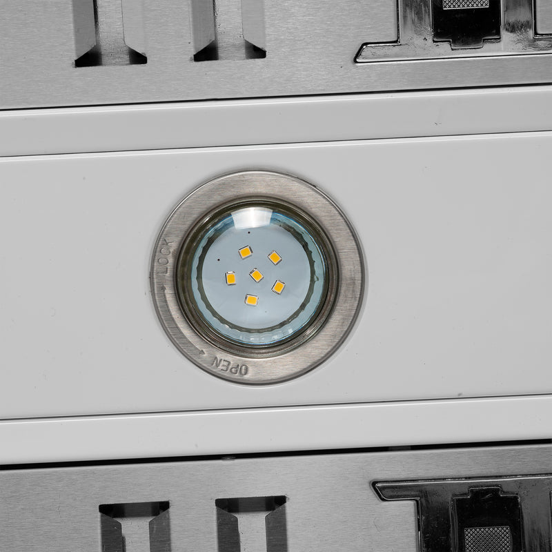 Forno Aria 60" 1200 CFM Wall-Mounted Range Hood in White with Antique Brass Handles, FRHWM5095-60WHT