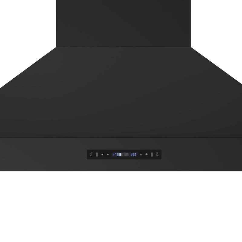 Forno Venezia 48" 900 CFM Wall-Mounted Range Hood in Black with Antique Brass Handles, FRHWM5503-48BLK