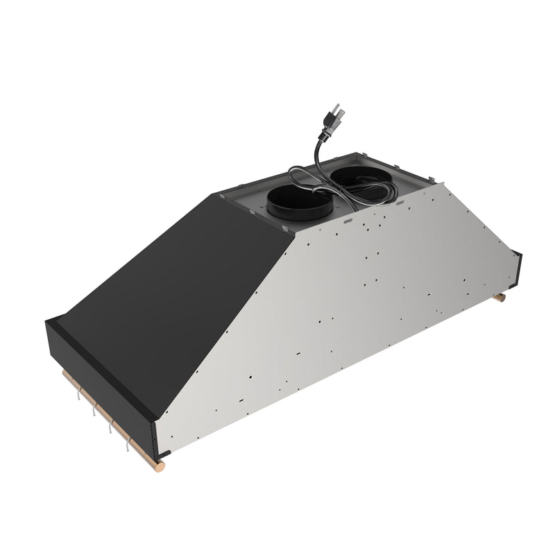 Forno Venezia 48" 900 CFM Wall-Mounted Range Hood in Black with Antique Brass Handles, FRHWM5503-48BLK