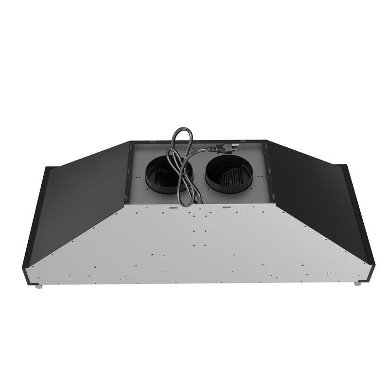 Forno Venezia 48" 900 CFM Wall-Mounted Range Hood in Black with Antique Brass Handles, FRHWM5503-48BLK
