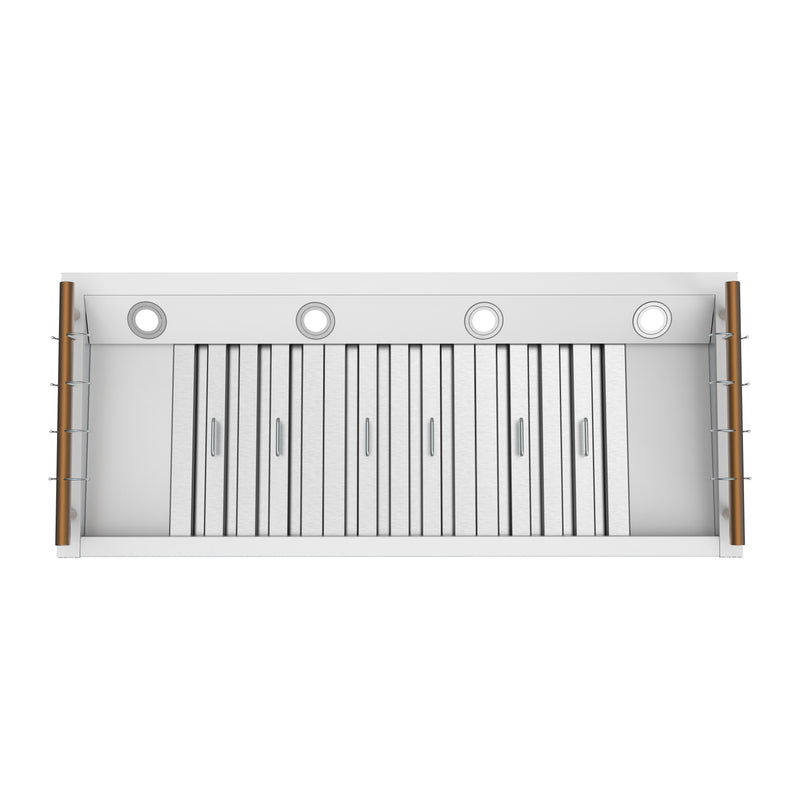 Forno Venezia 48" 900 CFM Wall-Mounted Range Hood in White with Antique Brass Handles, FRHWM5503-48WHT