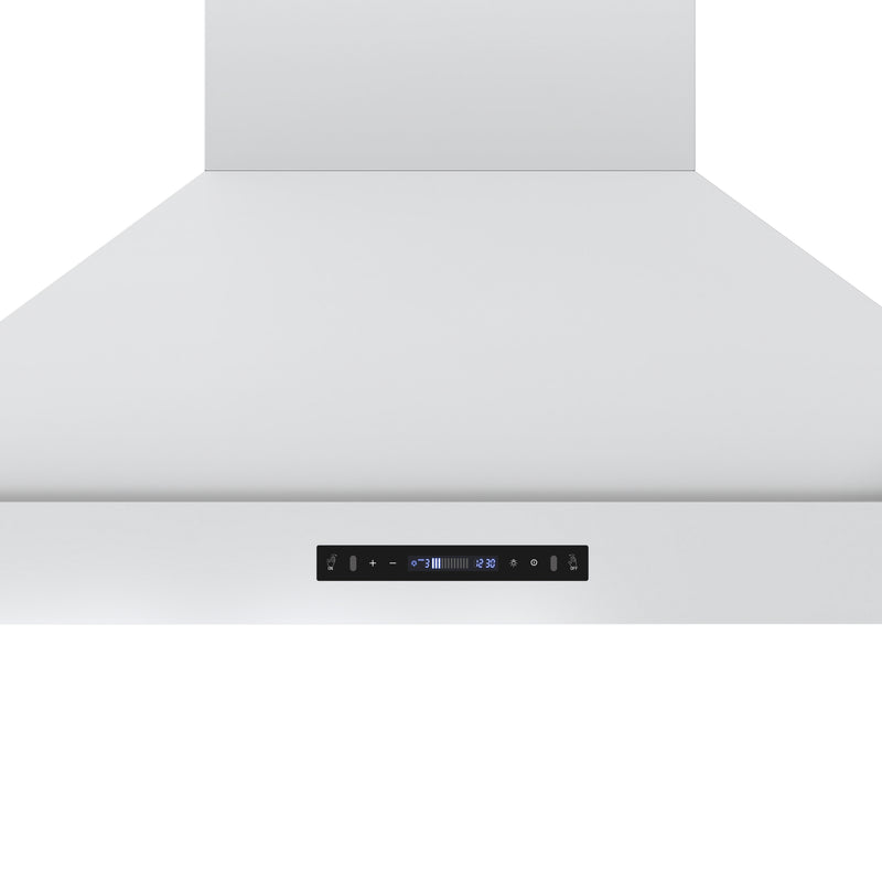 Forno Venezia 48" 900 CFM Wall-Mounted Range Hood in White with Antique Brass Handles, FRHWM5503-48WHT