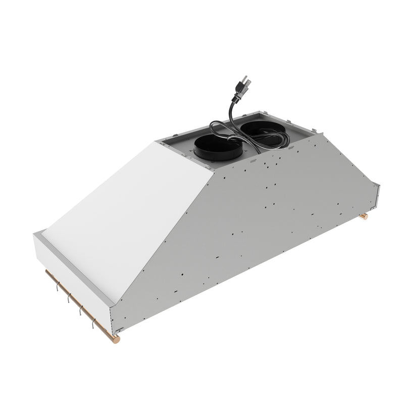 Forno Venezia 48" 900 CFM Wall-Mounted Range Hood in White with Antique Brass Handles, FRHWM5503-48WHT