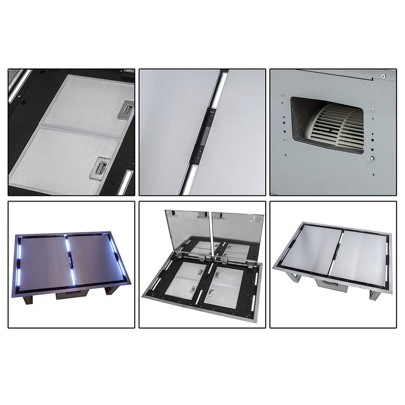 Forno Arezzo 44" 1200 CFM Recessed Ceiling Range Hood in Stainless Steel, Hybrid Filters, Remote Control, FRHRE5312-44