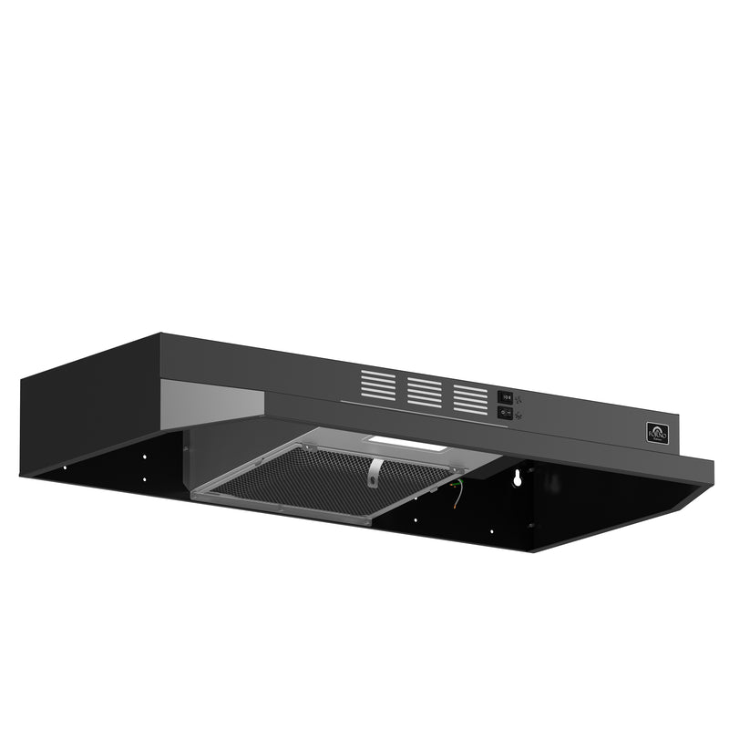 Forno Cappa 30" Under Cabinet Range Hood in Black, Convertible Ventilation, LED Lighting, FRHUC5200-30BLK
