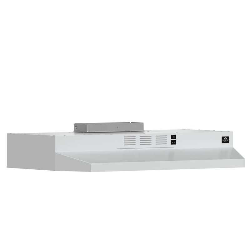 Forno Cappa 30" 200 CFM Under Cabinet Range Hood in White, Convertible Ventilation, LED Lighting, FRHUC5200-30WHT