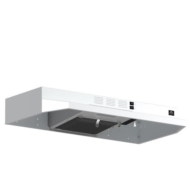 Forno Cappa 30" 200 CFM Under Cabinet Range Hood in White, Convertible Ventilation, LED Lighting, FRHUC5200-30WHT