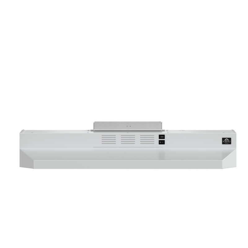 Forno Cappa 30" 200 CFM Under Cabinet Range Hood in White, Convertible Ventilation, LED Lighting, FRHUC5200-30WHT