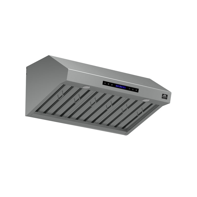Forno Palazzo 36" 500 CFM Wall Mounted Range Hood in Stainless Steel, Heavy-Duty Baffle Filters, 4-Speed Control, FRHWM5030-36