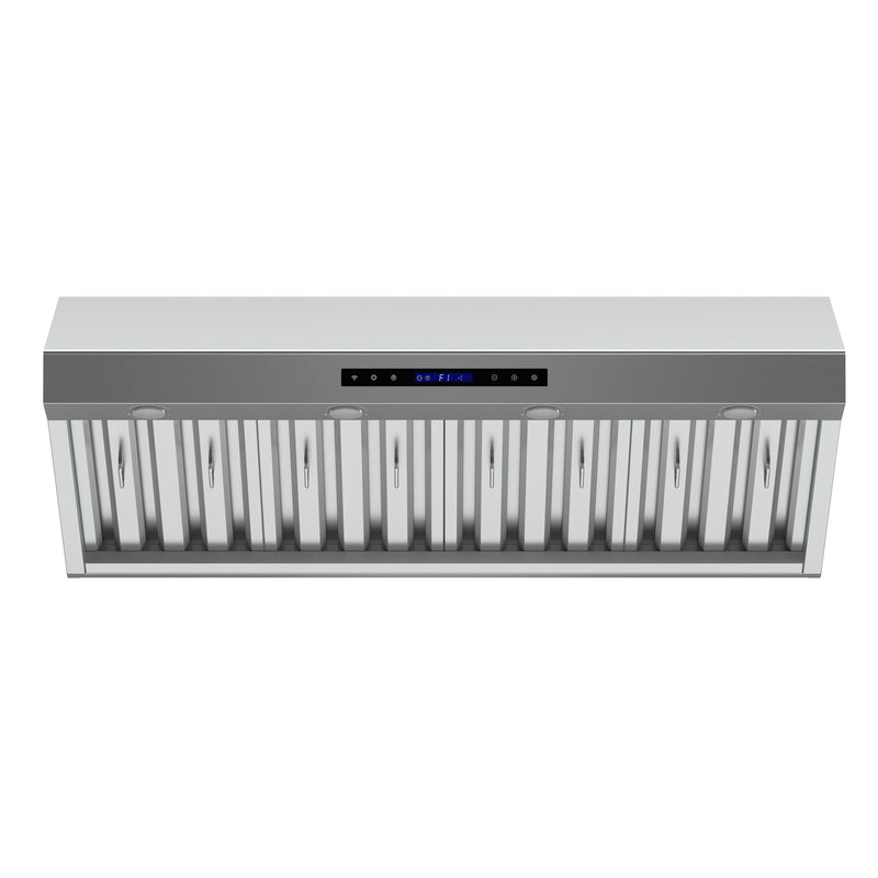Forno Palazzo 48-Inch Wall Mounted Range Hood, Stainless Steel, Heavy Duty Baffle Filters, Remote Control