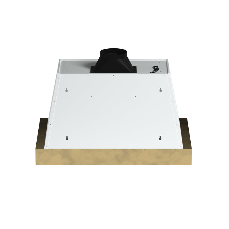 Forno Vittorio 36" 600 CFM Wall Mount Range Hood in White, Baffle Filters, with Antique Brass Handles, FRHWM5078-36WHT