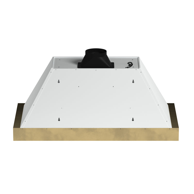Forno Vittorio 48" 600 CFM Wall Mount Range Hood in White, Baffle Filters, with Antique Brass Handles, FRHWM5078-48WHT