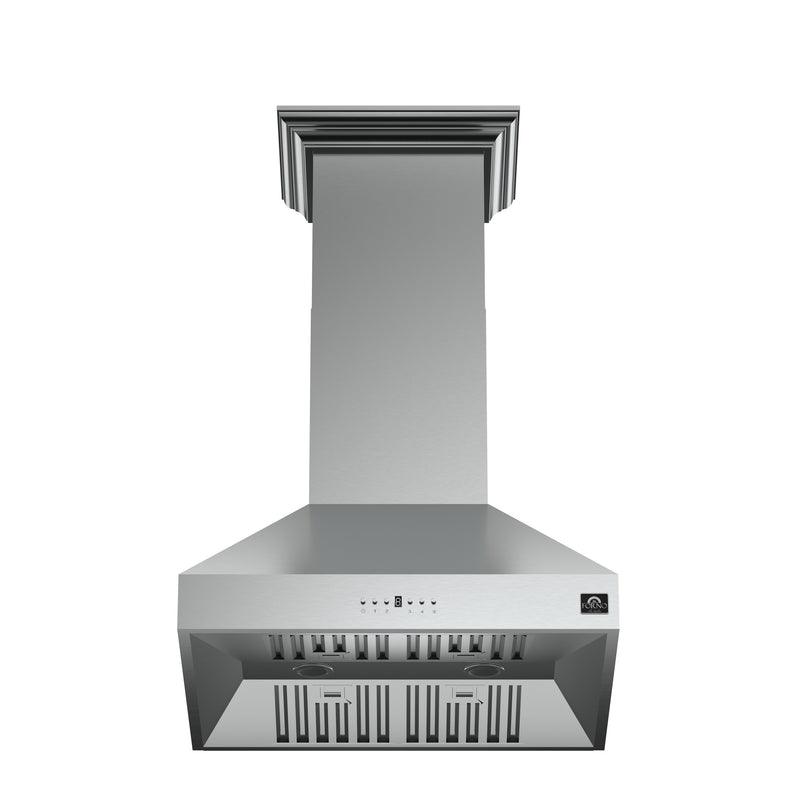 Forno Orvieto 30" 600 CFM Wall Mount Range Hood in Stainless Steel, Baffle Filters, FRHWM5094-30