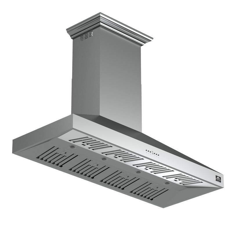 Forno Orvieto 60" 1200 CFM Wall Mount Range Hood in Stainless Steel, Baffle Filters, Touch Control, FRHWM5094-60