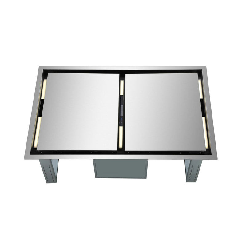 Forno Arezzo 44" 1200 CFM Recessed Ceiling Range Hood in Stainless Steel, Hybrid Filters, Remote Control, FRHRE5312-44
