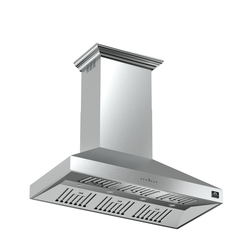 Forno Orvieto 48" 1200 CFM Wall Mount Range Hood in Stainless Steel, Baffle Filters, FRHWM5094-48