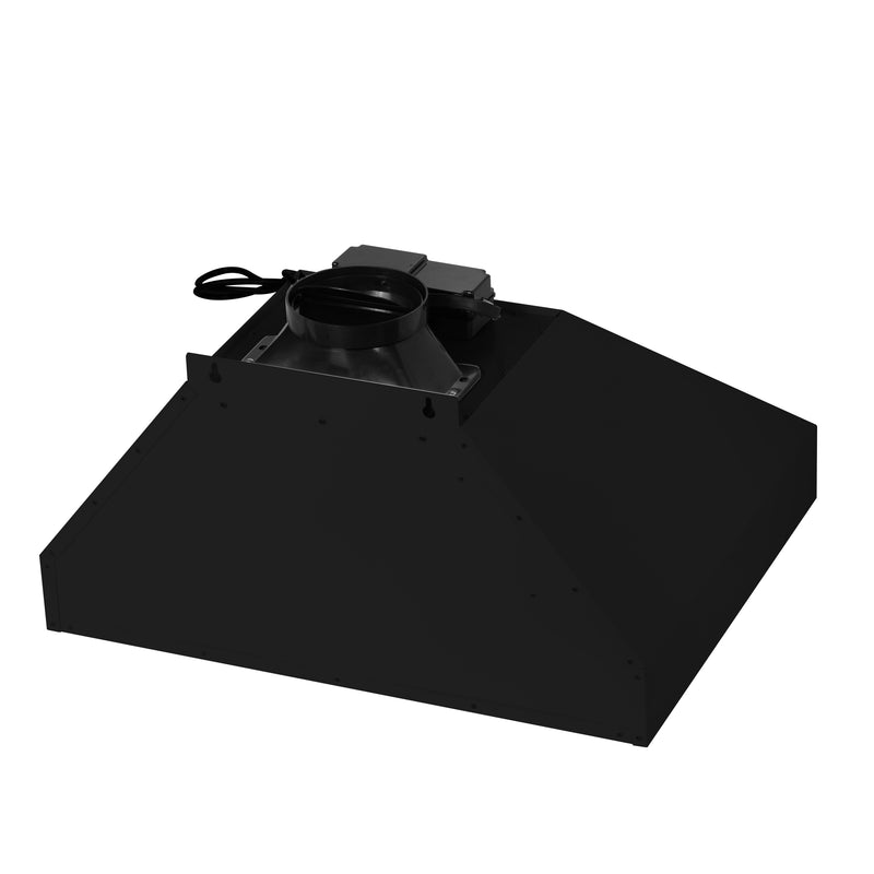 Forno Aria 30" 600 CFM Wall-Mounted Range Hood in Black with Antique Brass Handles, FRHWM5095-30BLK