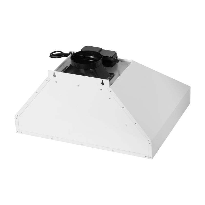 Forno Aria 30" 600 CFM Wall-Mounted Range Hood in White with Antique Brass Handles, FRHWM5095-30WHT