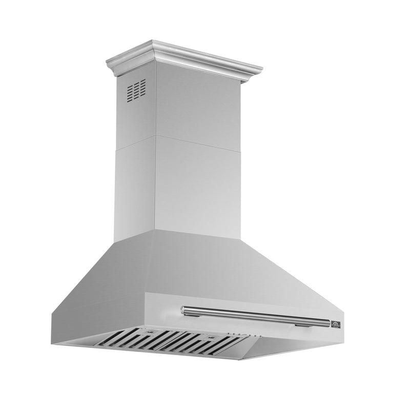 Forno Aria 30" 600 CFM Wall-Mounted Range Hood in Stainless Steel, 4 Speed Settings, Quiet Operation, FRHWM5095-30