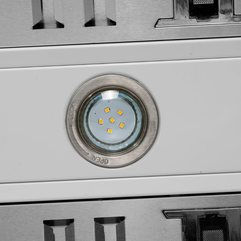 Forno Aria 36" 1200 CFM Wall-Mounted Range Hood in White with Antique Brass Handles, FRHWM5095-36WHT