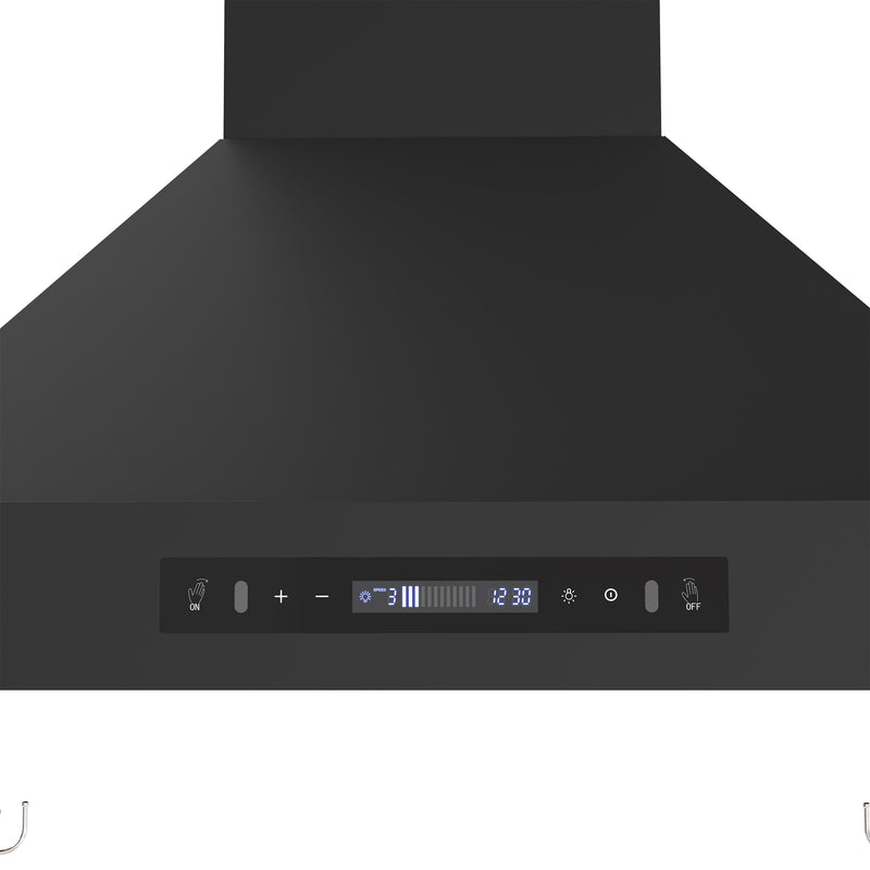 Forno Venezia 30" 370 CFM Wall-Mounted Range Hood in Black with Antique Brass Handles, FRHWM5503-30BLK