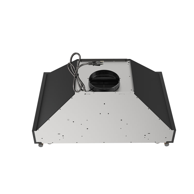 Forno Venezia 30" 370 CFM Wall-Mounted Range Hood in Black with Antique Brass Handles, FRHWM5503-30BLK