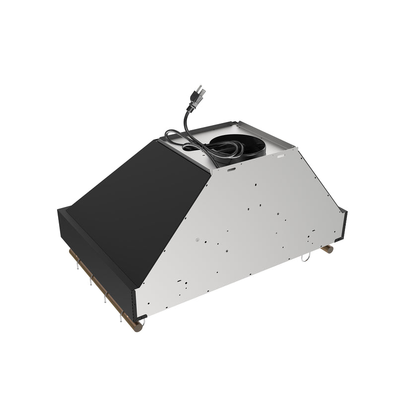 Forno Venezia 30" 370 CFM Wall-Mounted Range Hood in Black with Antique Brass Handles, FRHWM5503-30BLK