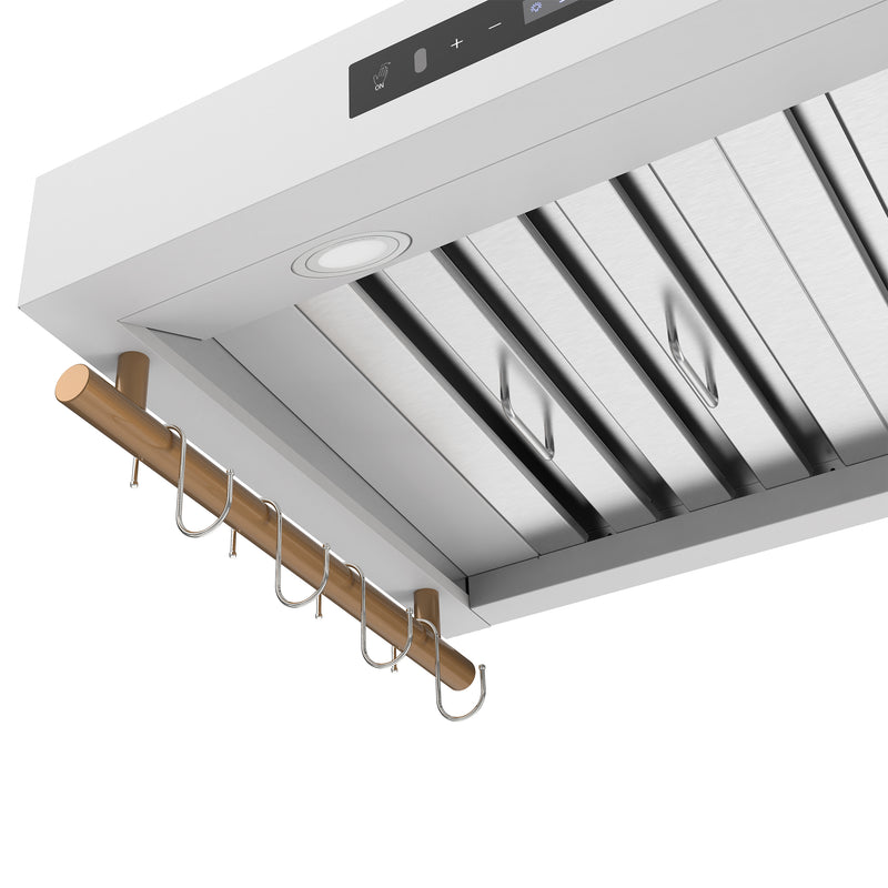 Forno Venezia 30" 370 CFM Wall-Mounted Range Hood in White with Antique Brass Handles, FRHWM5503-30WHT