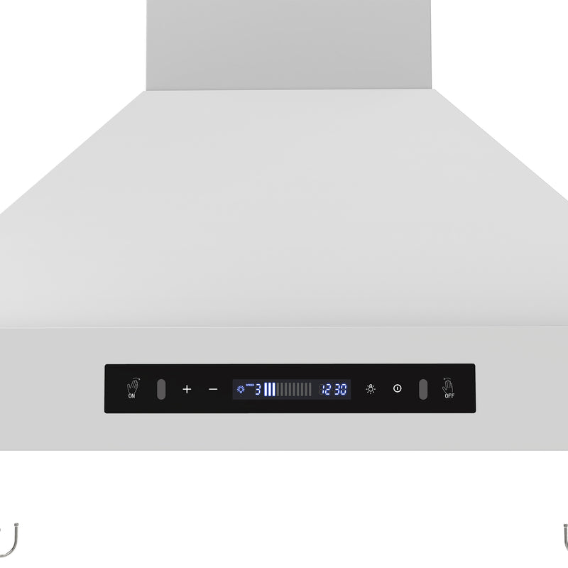 Forno Venezia 30" 370 CFM Wall-Mounted Range Hood in White with Antique Brass Handles, FRHWM5503-30WHT