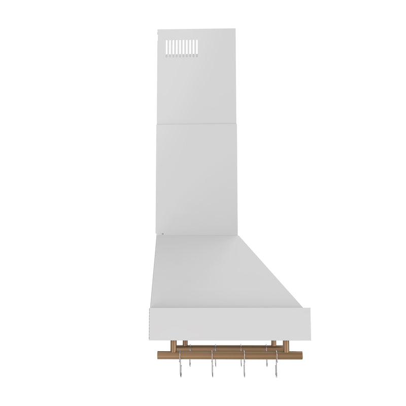 Forno Venezia 30" 370 CFM Wall-Mounted Range Hood in White with Antique Brass Handles, FRHWM5503-30WHT