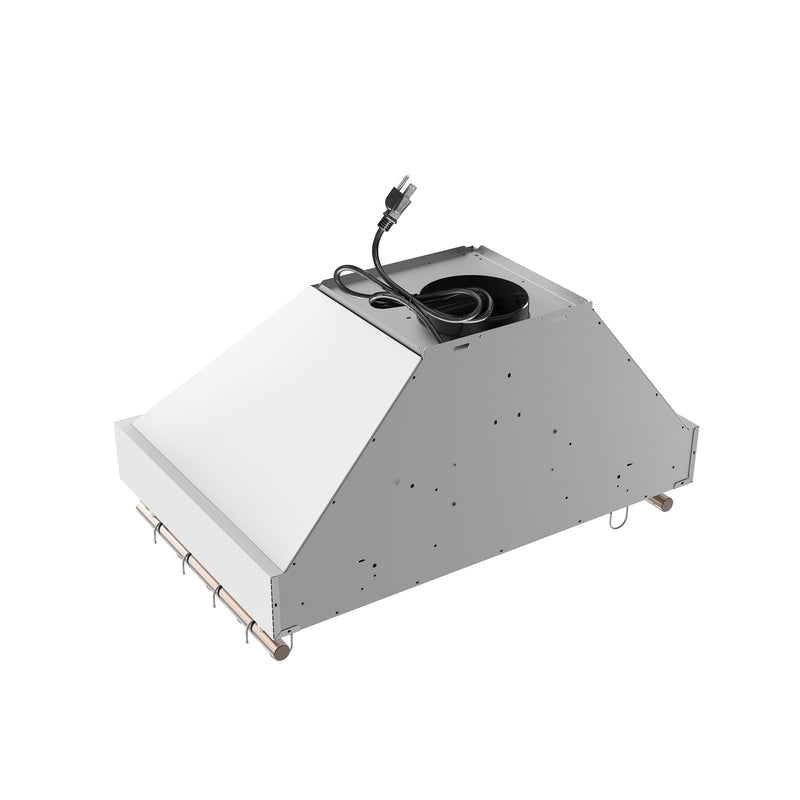Forno Venezia 30" 370 CFM Wall-Mounted Range Hood in White with Antique Brass Handles, FRHWM5503-30WHT