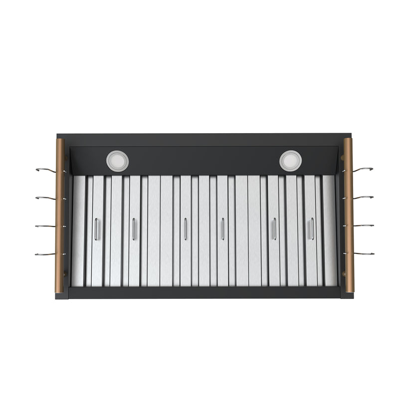Forno Venezia 36 Inch Wall-Mounted Range Hood in Black with Touch Controls and Baffle Filters