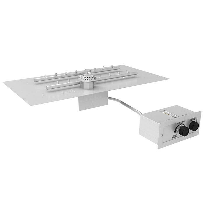 HPC Fire Inspired CSA Certified H-Flat Fire Pit Insert with stainless steel flat pan and natural gas push-button ignition controls.