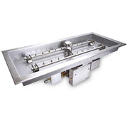 HPC Fire Inspired Rectangle H-Burner Inserts 120VAC Natural Gas with stainless steel construction and dual H-shaped burner design for even flames.