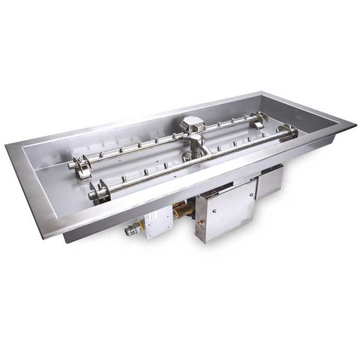 HPC Fire Inspired Rectangle H-Burner Inserts 120VAC Natural Gas with stainless steel construction and dual H-shaped burner design for even flames.